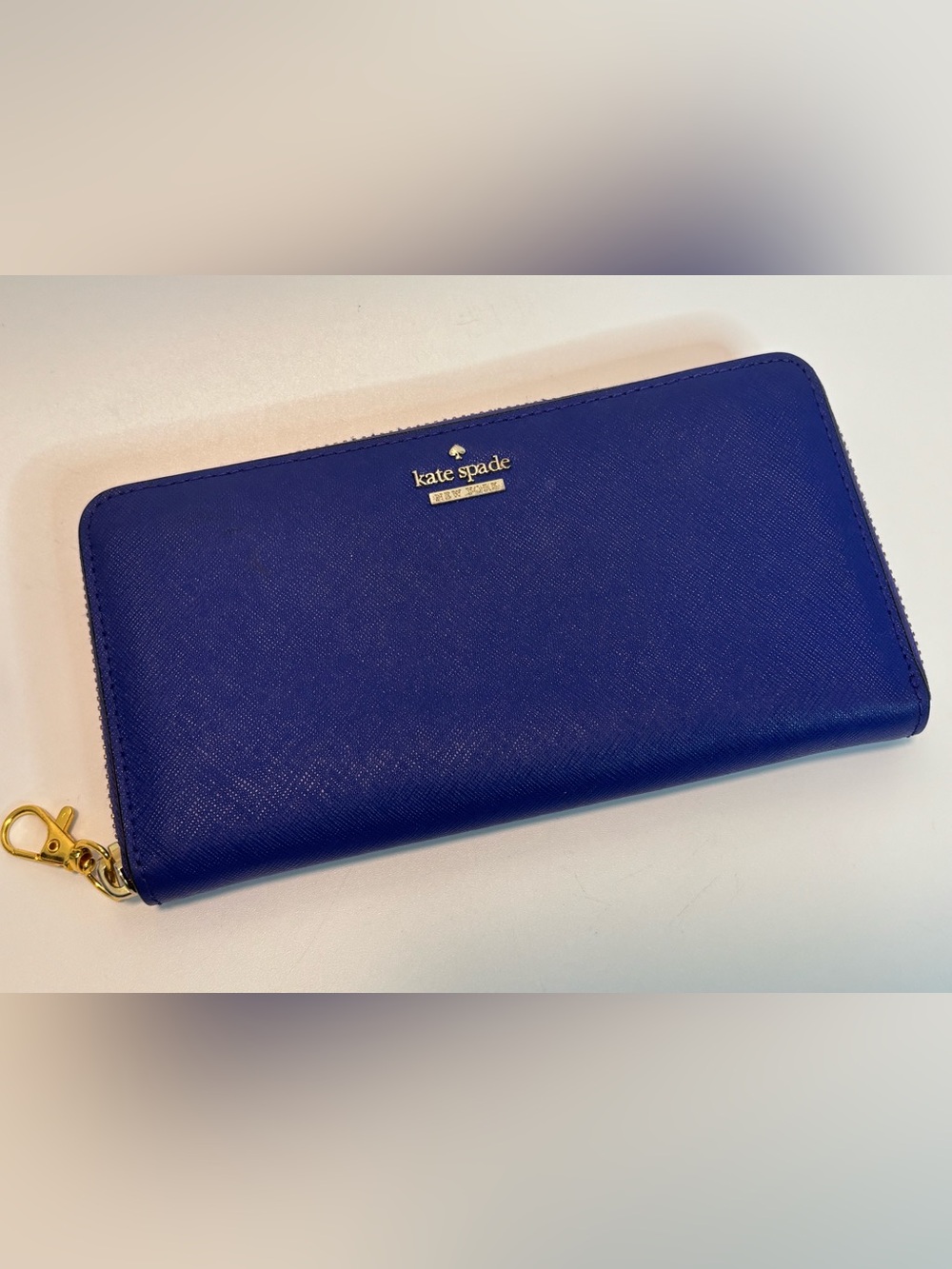 KATE SPADE ($239) Lacey Cameron Street Blue Saffiano Leather Long Wallet